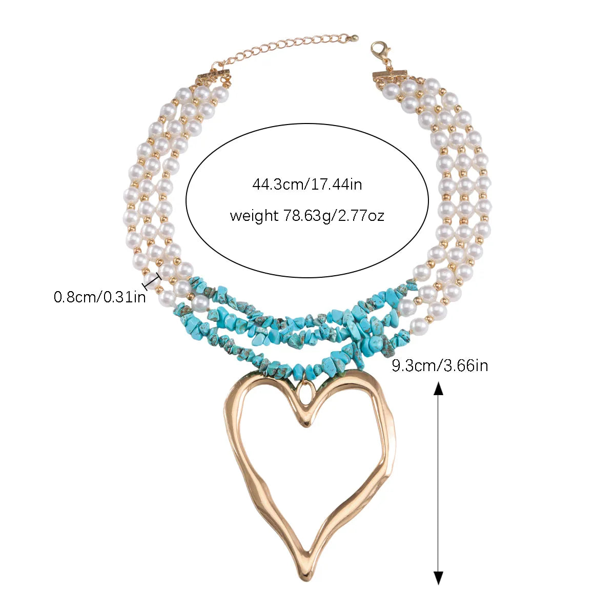 Elegant Heart Shape Imitation Pearl Beaded Gold Plated Silver Plated Women's Pendant Necklace