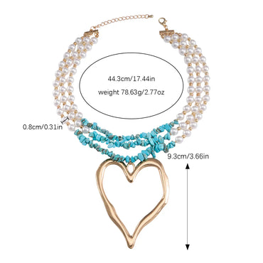 Elegant Heart Shape Imitation Pearl Beaded Gold Plated Silver Plated Women's Pendant Necklace