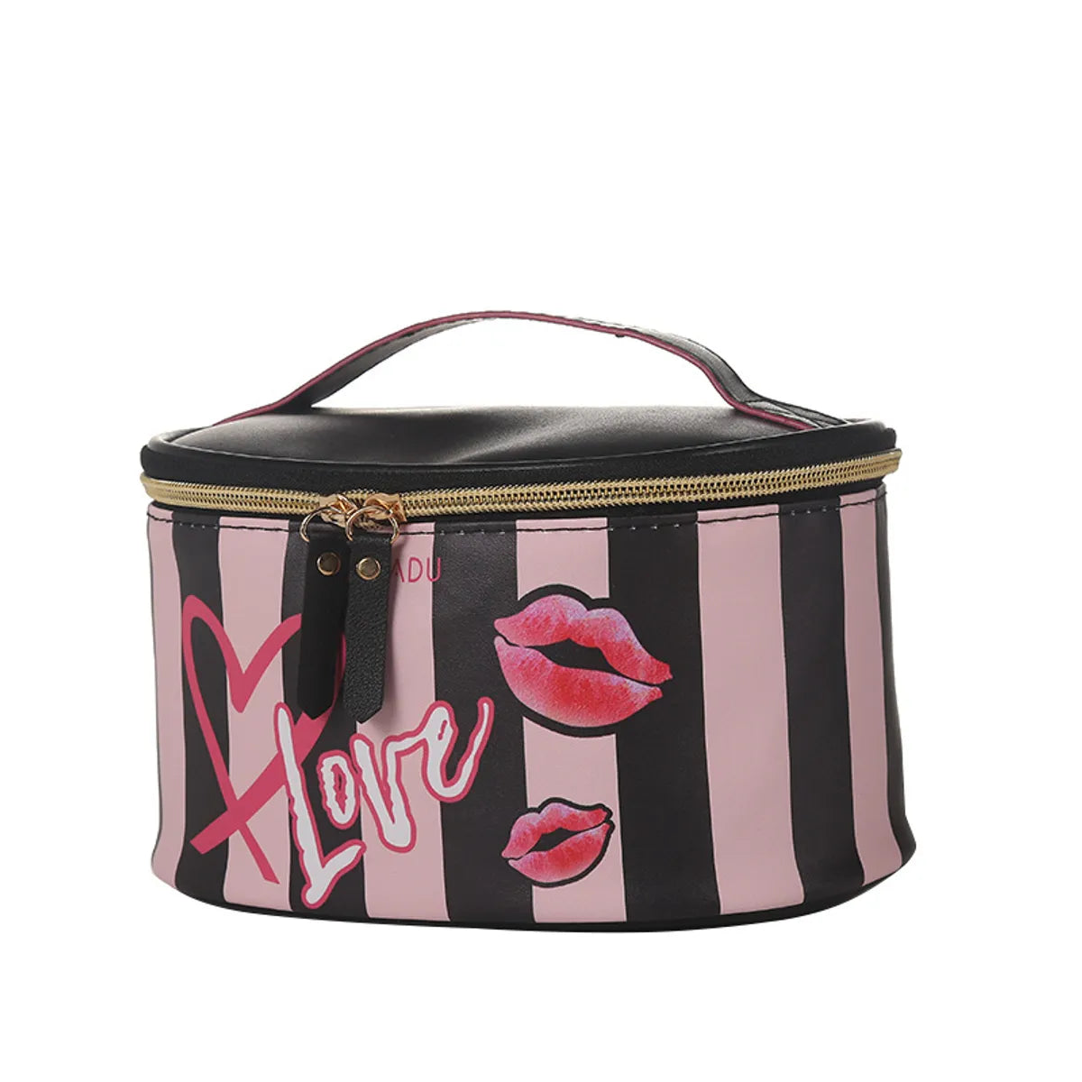 Elegant Heart Shape Pu Leather Oval Makeup Bags