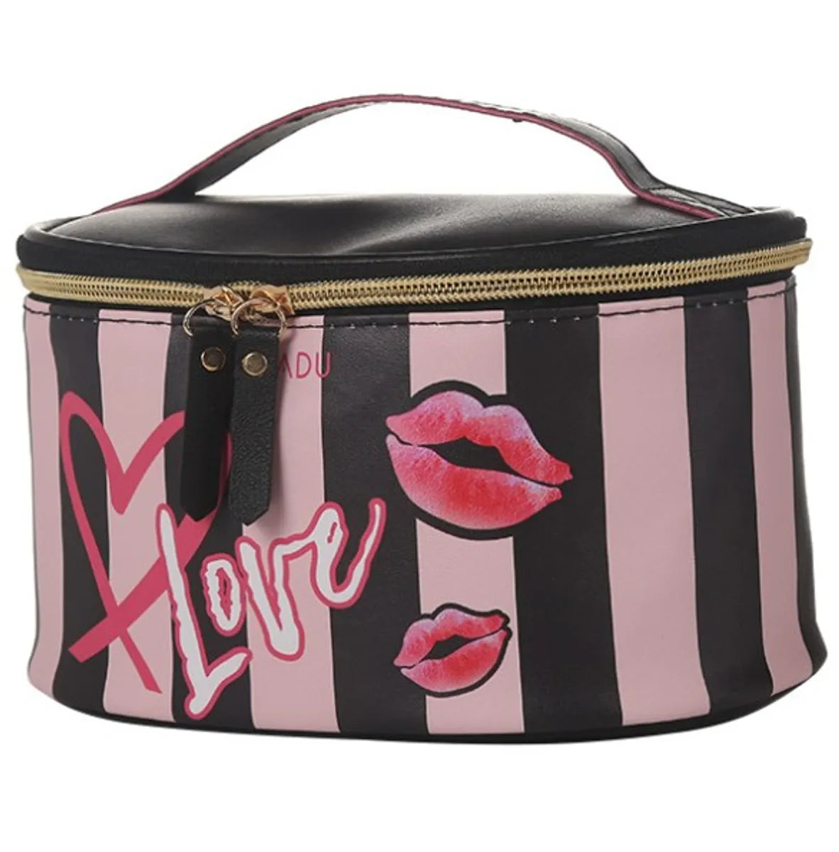 Elegant Heart Shape Pu Leather Oval Makeup Bags