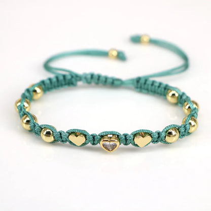 Elegant Heart Shape Rope Copper Zircon Bracelets In Bulk