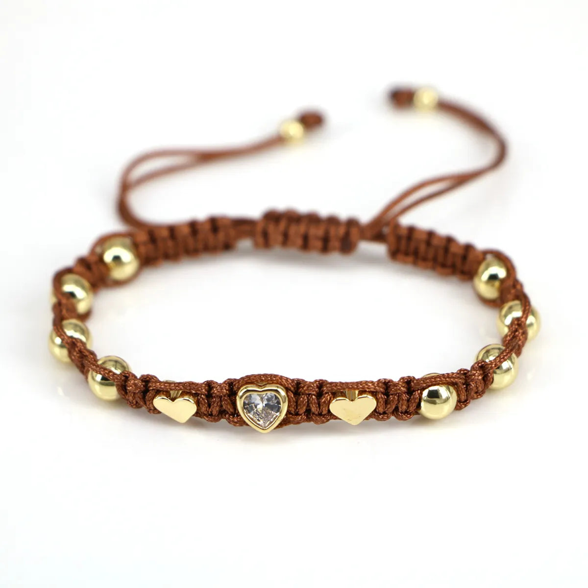 Elegant Heart Shape Rope Copper Zircon Bracelets In Bulk