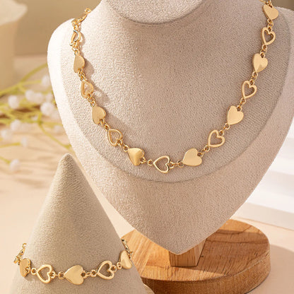 Elegant Heart Shape Solid Color Alloy Wholesale Bracelets Necklace