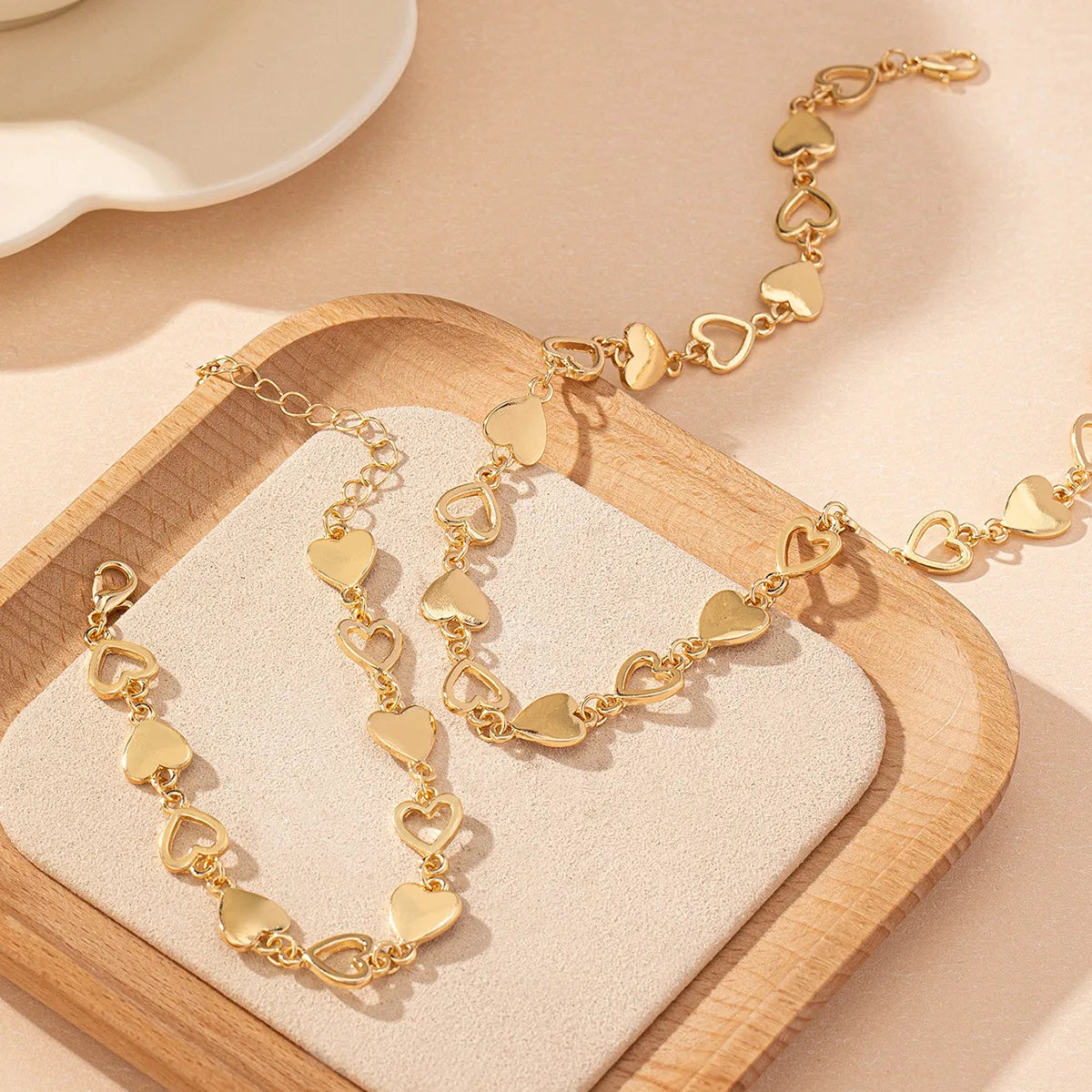 Elegant Heart Shape Solid Color Alloy Wholesale Bracelets Necklace