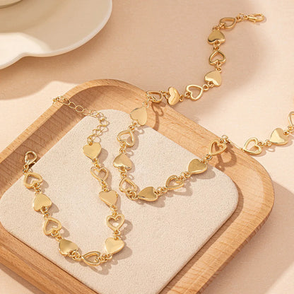 Elegant Heart Shape Solid Color Alloy Wholesale Bracelets Necklace