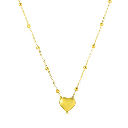 Elegant Heart Shape Solid Color Stainless Steel Plating 18k Gold Plated Pendant Necklace