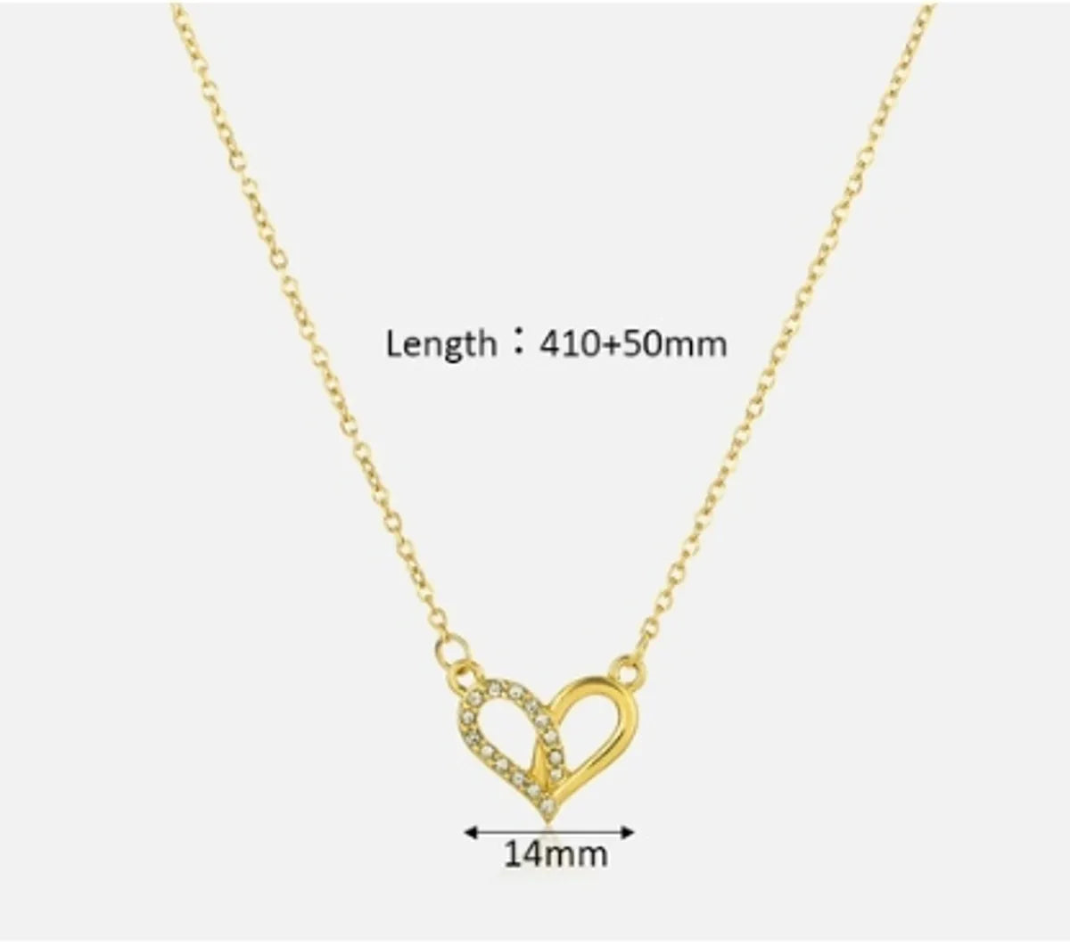 Elegant Heart Shape Solid Color Stainless Steel Plating Inlay Artificial Diamond 18k Gold Plated Pendant Necklace