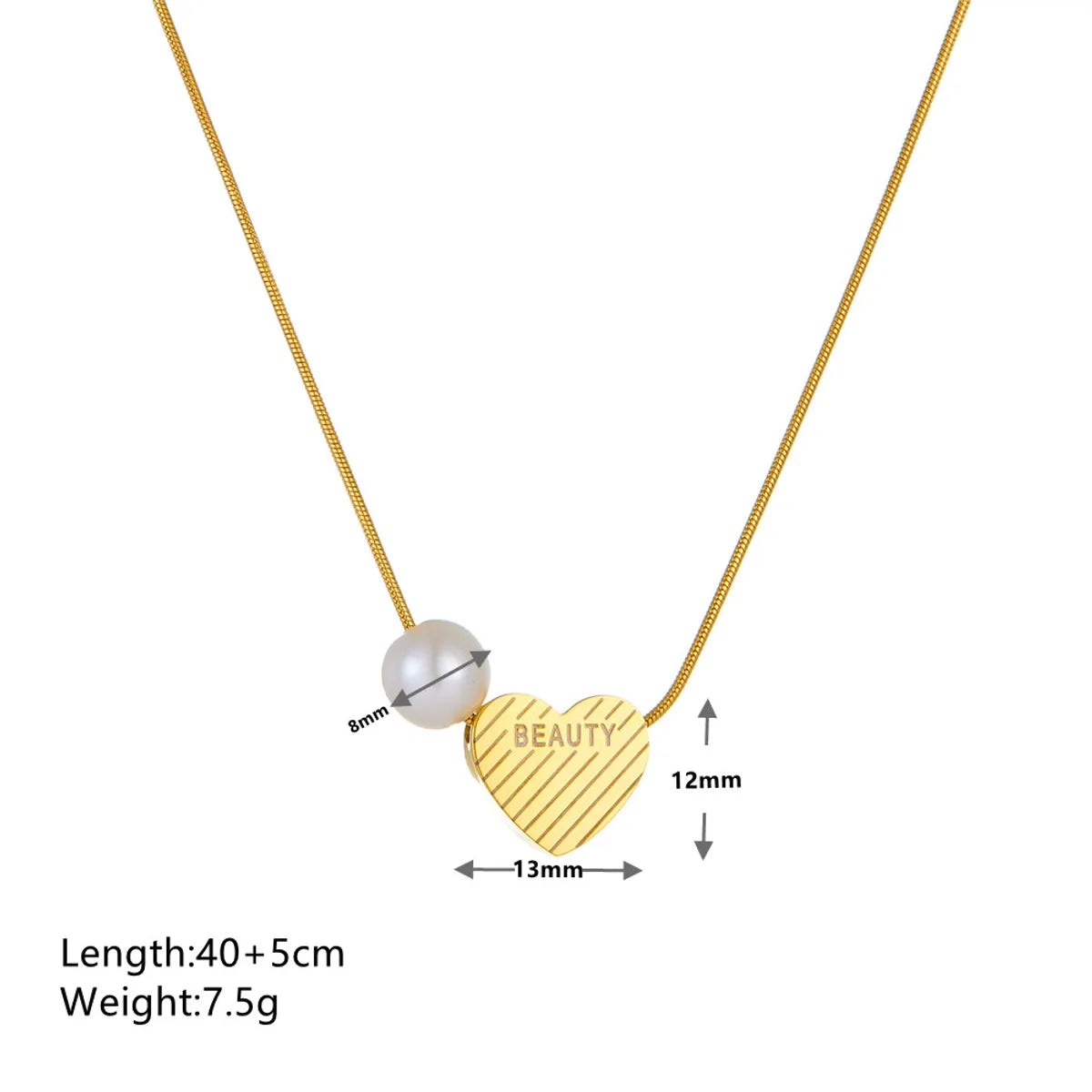 Elegant Heart Shape Solid Color Titanium Steel Plating Pendant Necklace