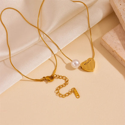 Elegant Heart Shape Solid Color Titanium Steel Plating Pendant Necklace