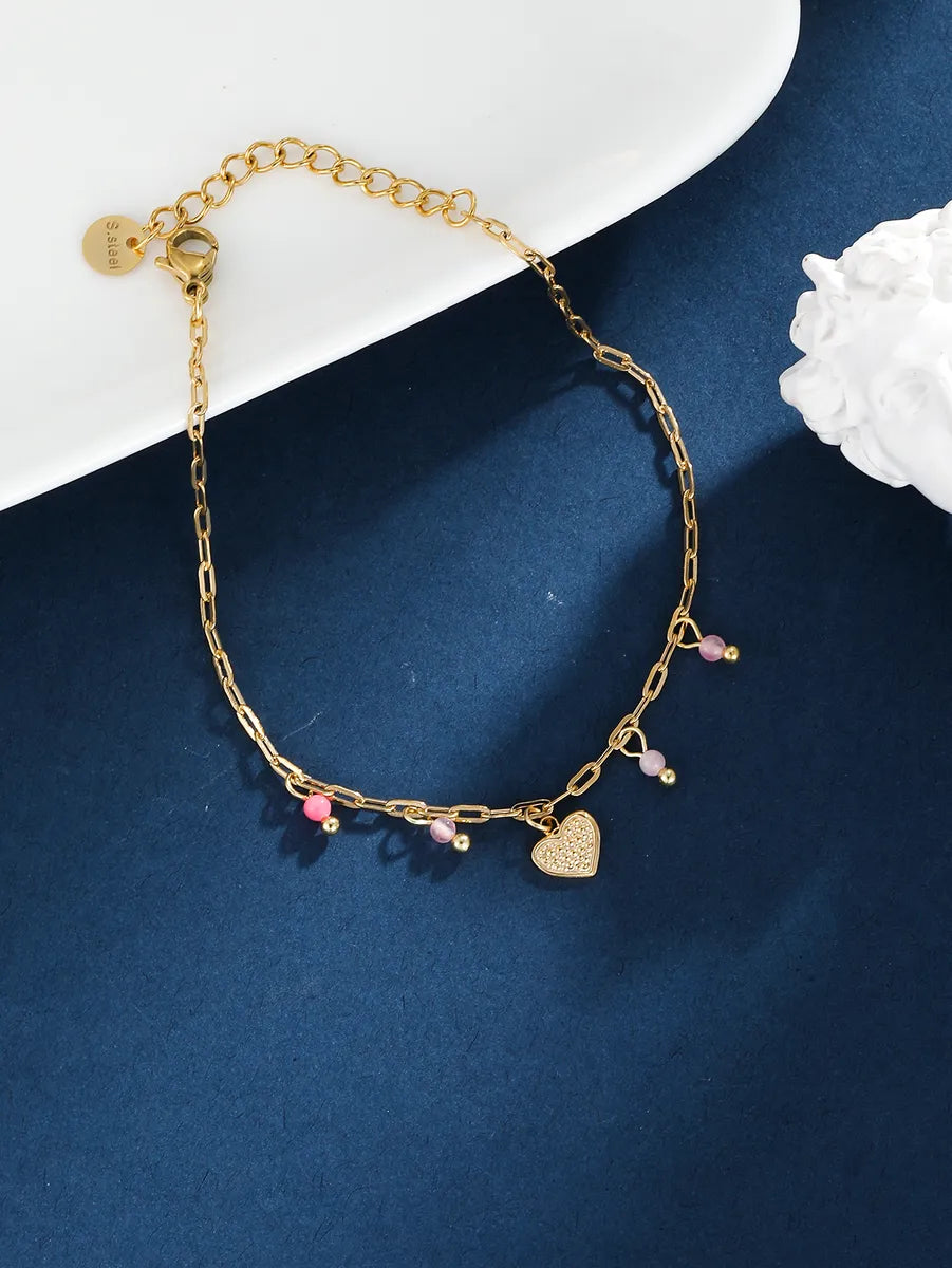 Elegant Heart Shape Stainless Steel Plating 18k Gold Plated Bracelets