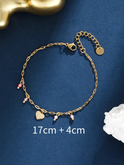 Elegant Heart Shape Stainless Steel Plating 18k Gold Plated Bracelets