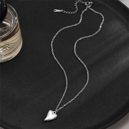 Elegant Heart Shape Stainless Steel Plating 18k Gold Plated Pendant Necklace