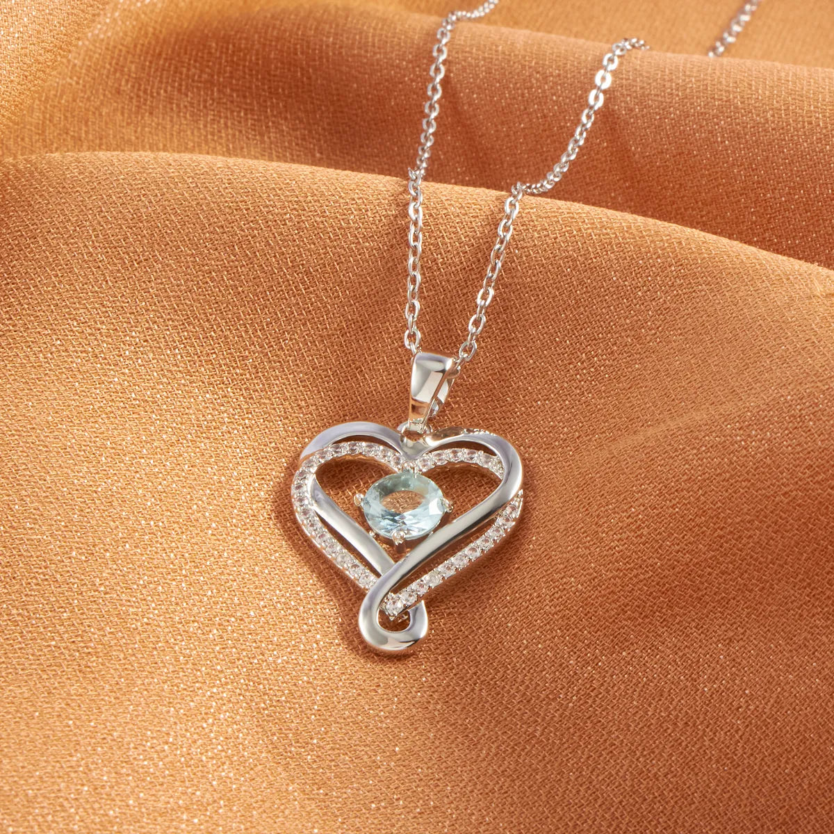 Elegant Heart Shape Stainless Steel Plating Inlay Rhinestones Zircon Platinum Plated Pendant Necklace