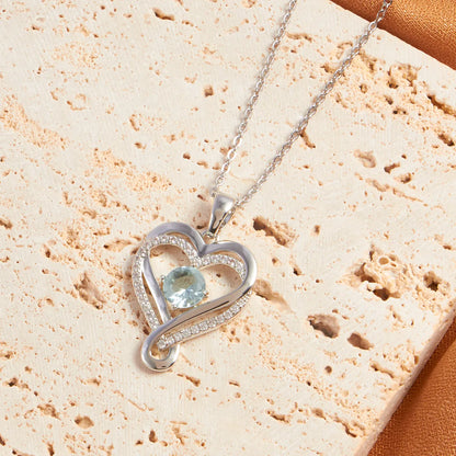 Elegant Heart Shape Stainless Steel Plating Inlay Rhinestones Zircon Platinum Plated Pendant Necklace