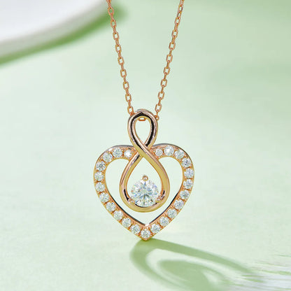 Elegant Heart Shape Sterling Silver Moissanite Rose Gold Plated Silver Plated Pendant Necklace