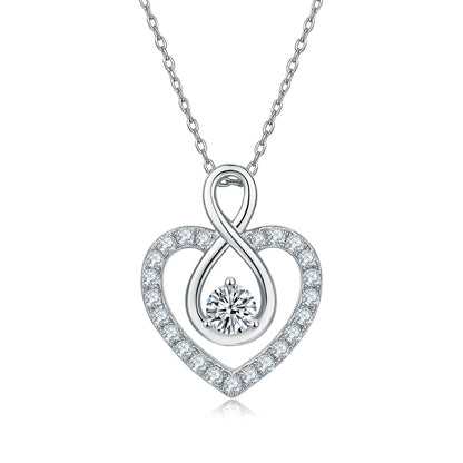 Elegant Heart Shape Sterling Silver Moissanite Rose Gold Plated Silver Plated Pendant Necklace