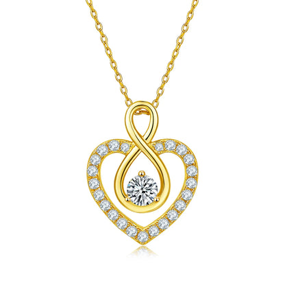 Elegant Heart Shape Sterling Silver Moissanite Rose Gold Plated Silver Plated Pendant Necklace