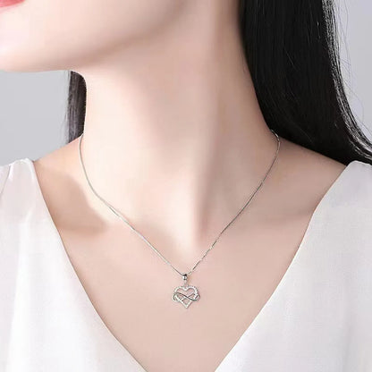 Elegant Heart Shape Sterling Silver Zircon Pendant Necklace In Bulk