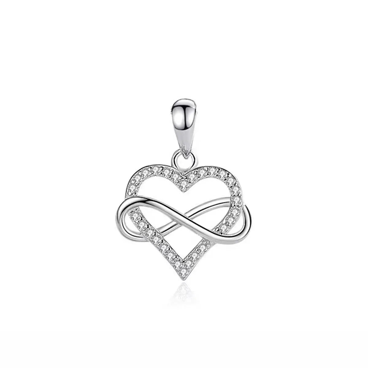 Elegant Heart Shape Sterling Silver Zircon Pendant Necklace In Bulk