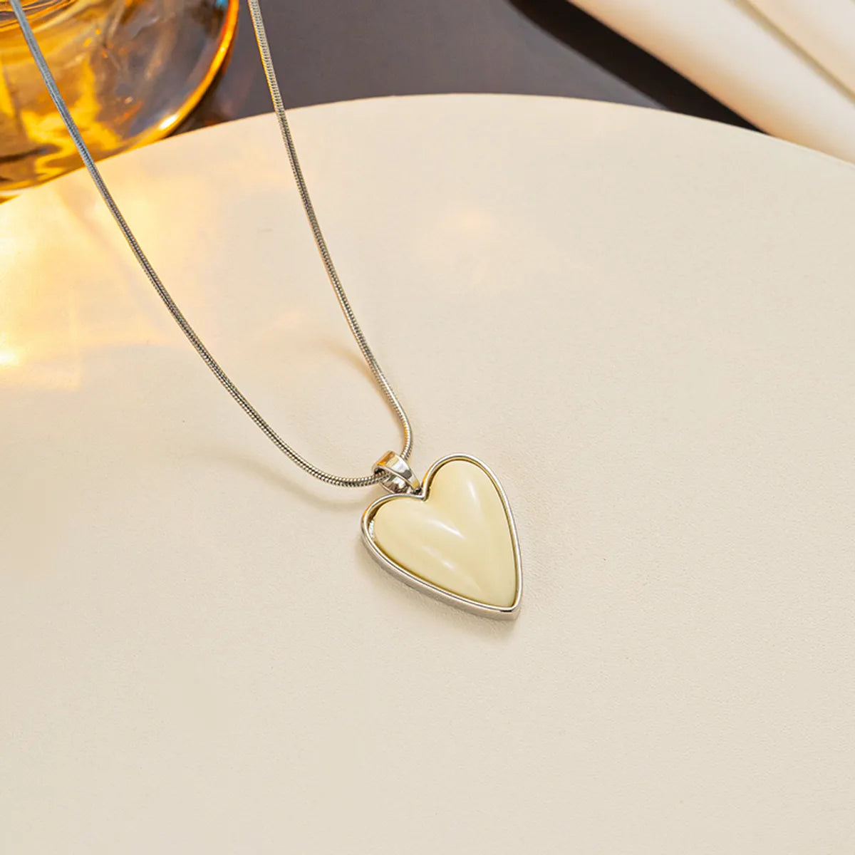 Elegant Heart Shape Titanium Steel Plating 18k Gold Plated Necklace