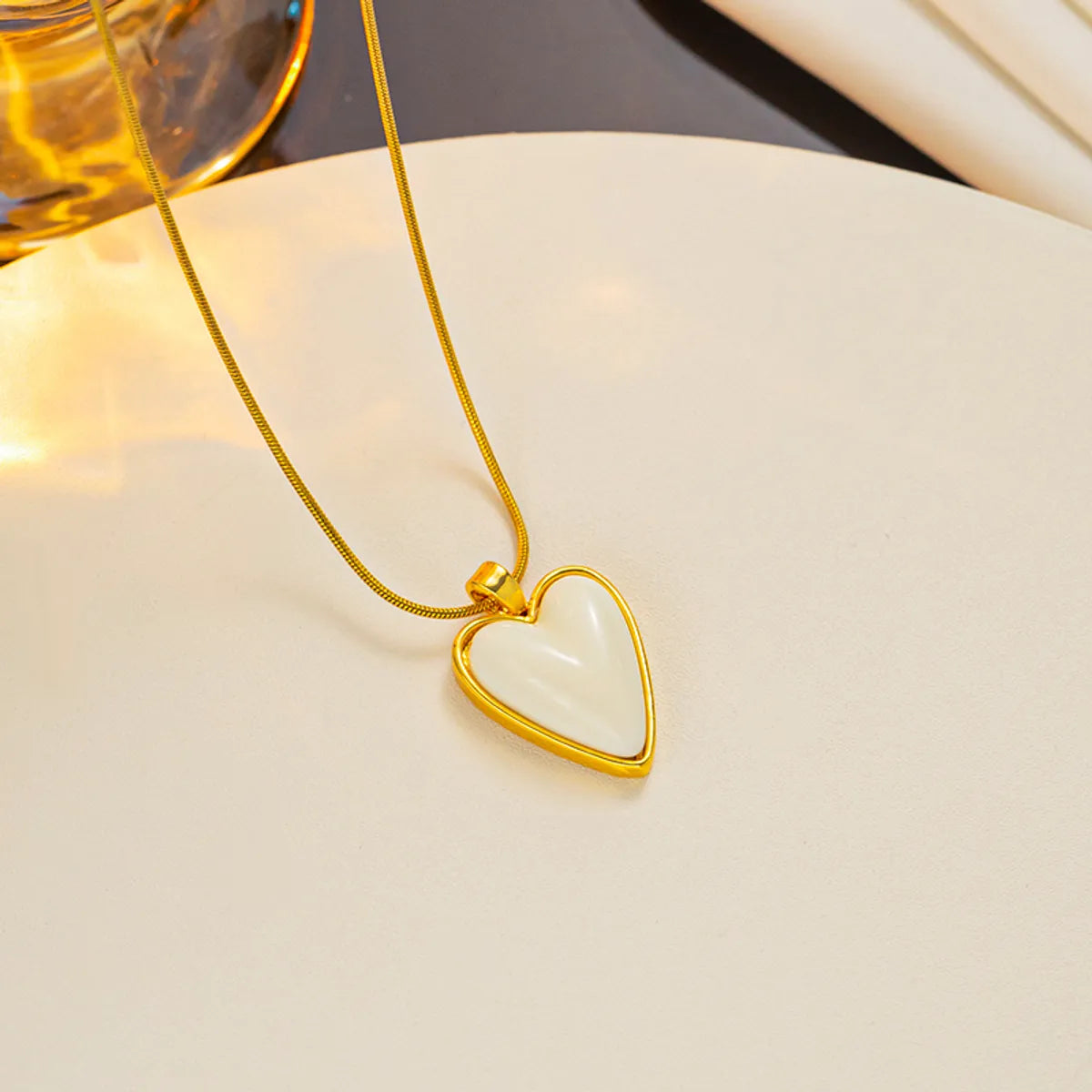 Elegant Heart Shape Titanium Steel Plating 18k Gold Plated Necklace