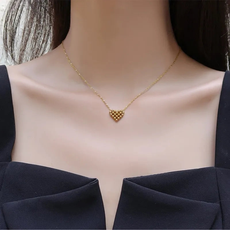 Wholesale Jewelry Elegant Heart Shape 304 Stainless Steel 18K Gold Plated Plating Pendant Necklace