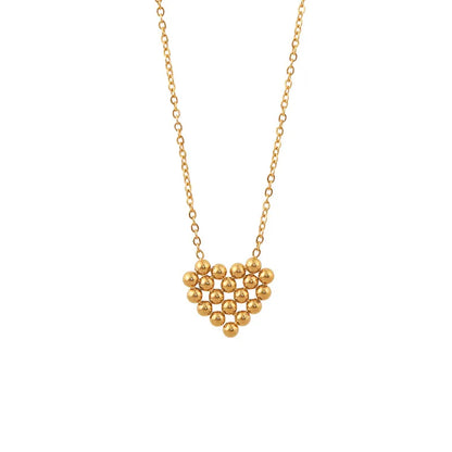 Wholesale Jewelry Elegant Heart Shape 304 Stainless Steel 18K Gold Plated Plating Pendant Necklace