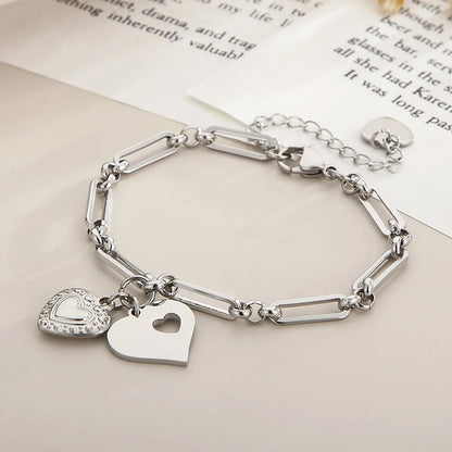 Elegant Heart Shape Titanium Steel Plating Bracelets