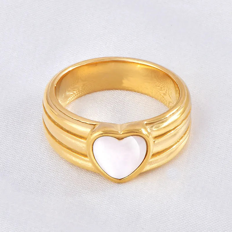 Wholesale Jewelry Elegant Heart Shape Titanium Steel Shell Plating Inlay Rings