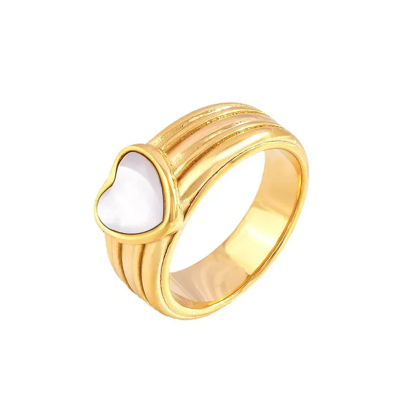 Wholesale Jewelry Elegant Heart Shape Titanium Steel Shell Plating Inlay Rings