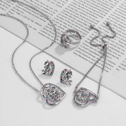 Elegant Heart Shape Unicorn Alloy Inlay Artificial Diamond Women's Jewelry Set