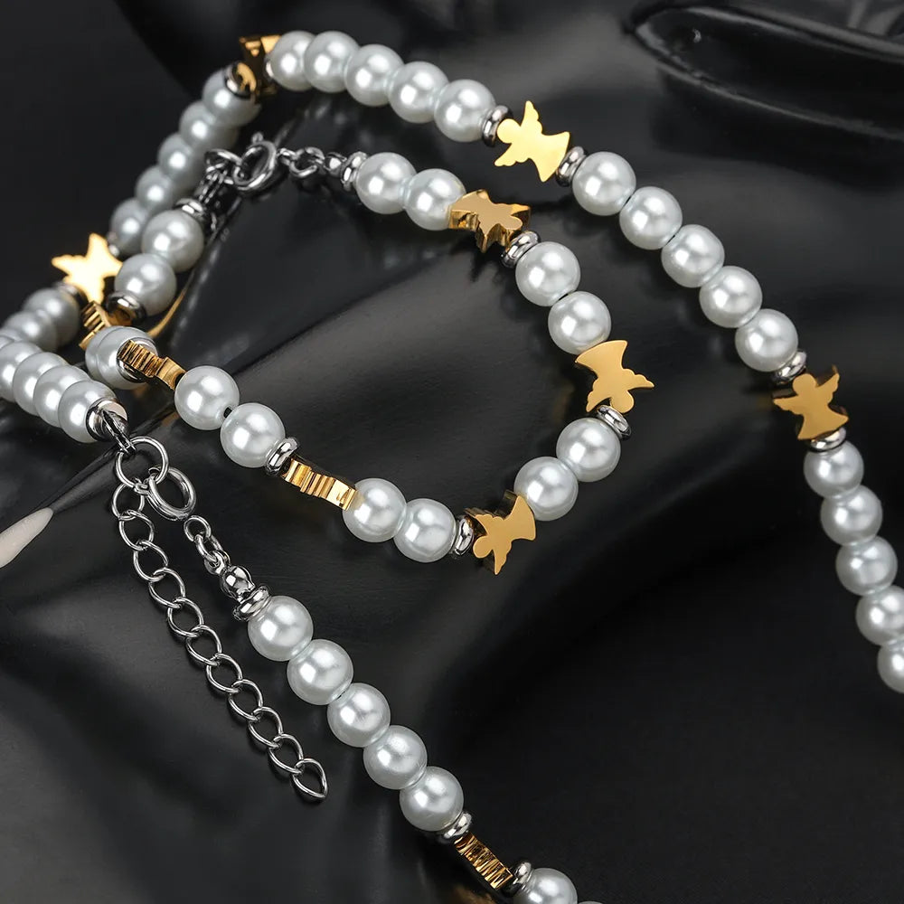 Elegant Hip-Hop Angel 304 Stainless Steel Wholesale Bracelets Necklace