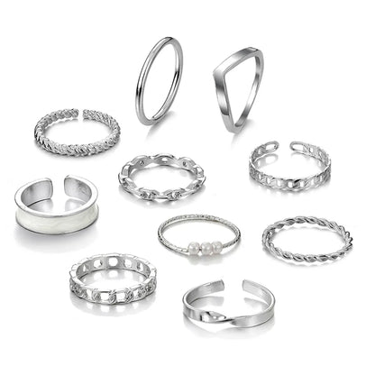 Elegant Hip-hop Geometric Alloy Silver Plated Women's Open Rings Rings