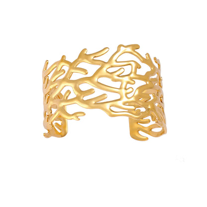 Elegant Hip-Hop Oversized Flower Butterfly 304 Stainless Steel 18K Gold Plated Bangle In Bulk