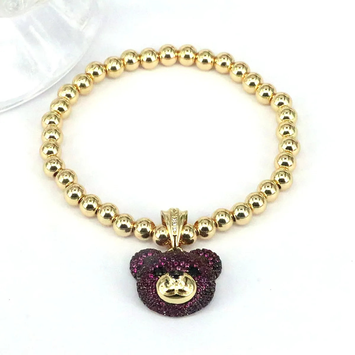 Elegant Hip-hop Simple Style Bear Copper Plating Inlay Zircon Gold Plated Bracelets