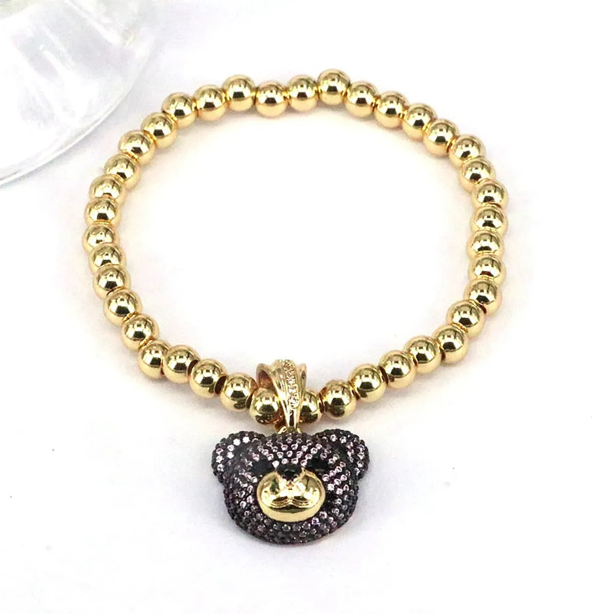 Elegant Hip-hop Simple Style Bear Copper Plating Inlay Zircon Gold Plated Bracelets