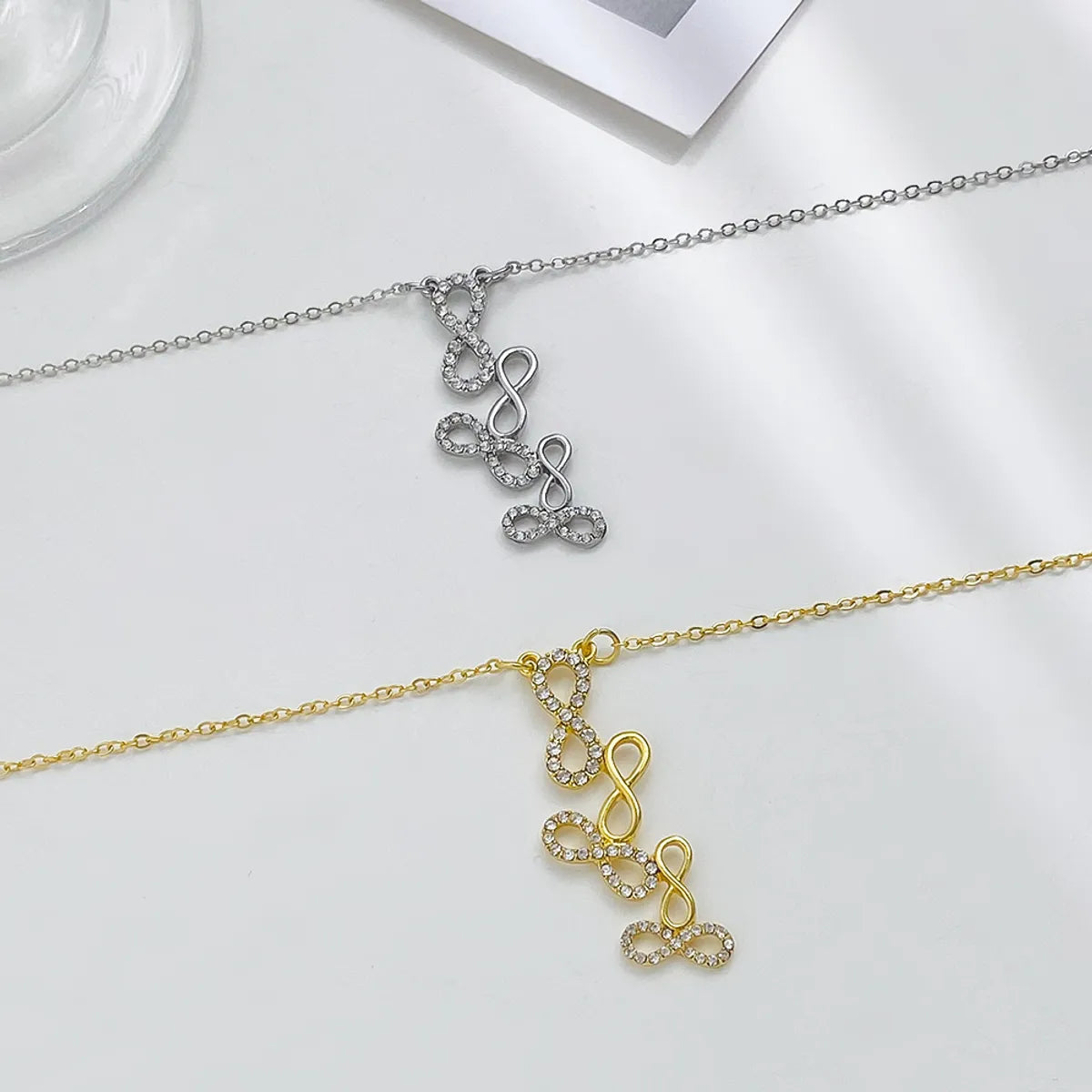 Elegant Infinity Alloy Plating Zircon 14k Gold Plated Women'S Pendant Necklace