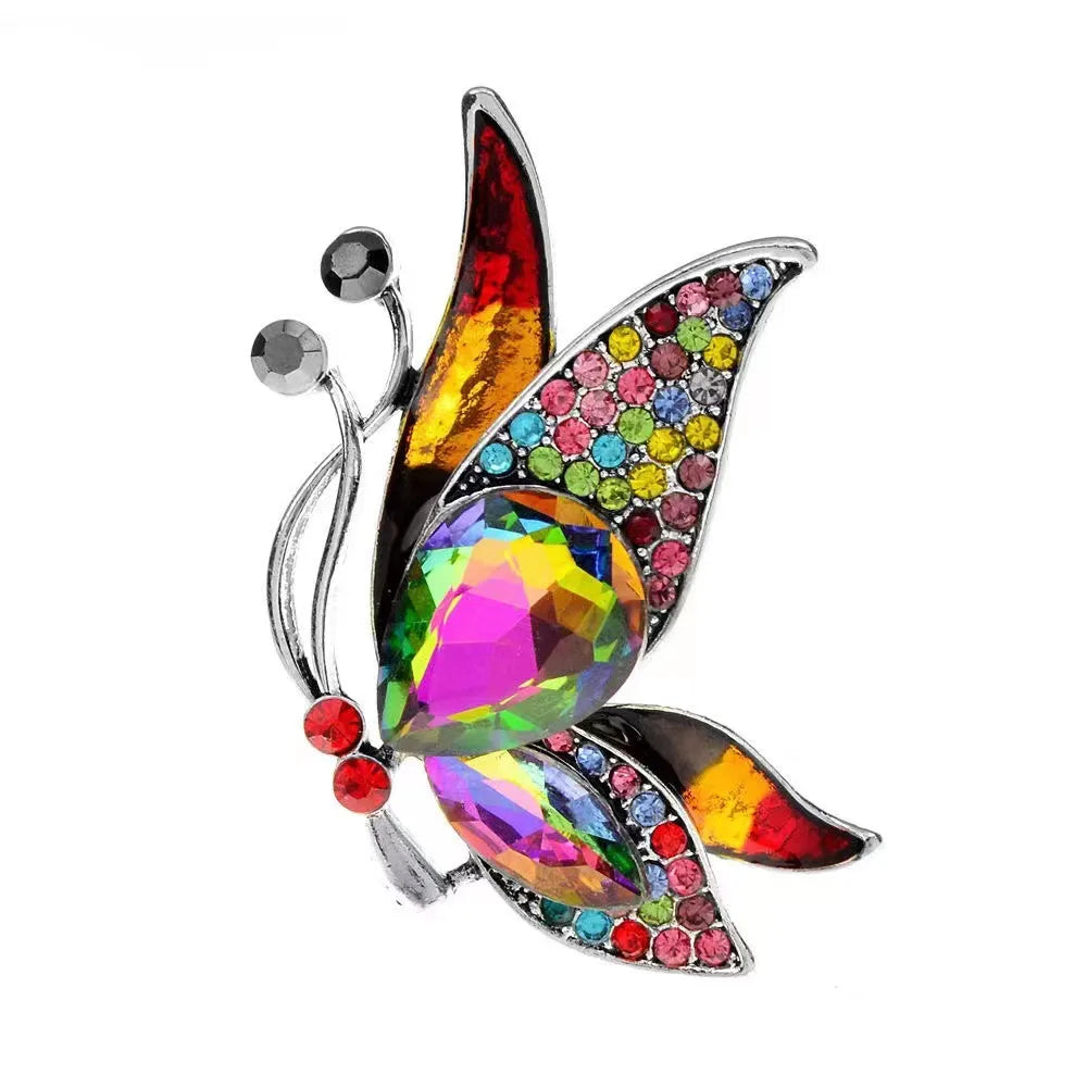 Elegant Insect Butterfly Alloy Inlay Glass Unisex Brooches