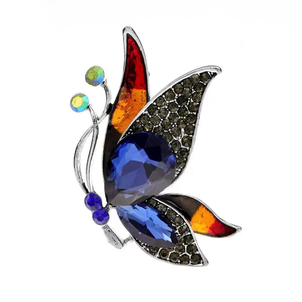 Elegant Insect Butterfly Alloy Inlay Glass Unisex Brooches