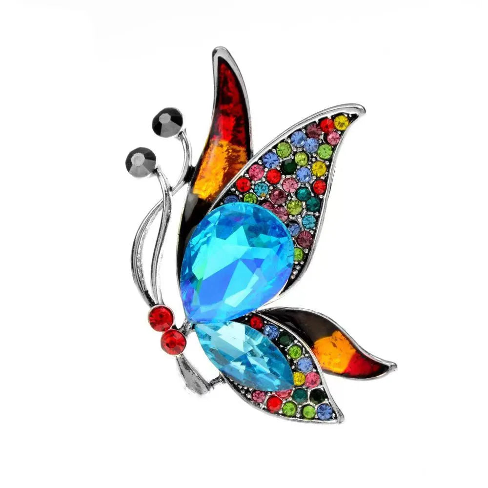 Elegant Insect Butterfly Alloy Inlay Glass Unisex Brooches