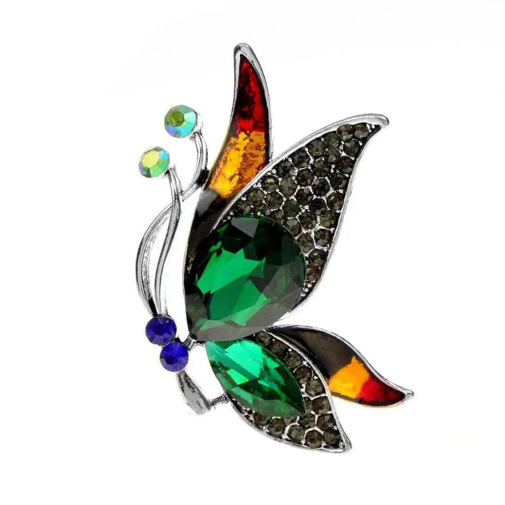 Elegant Insect Butterfly Alloy Inlay Glass Unisex Brooches