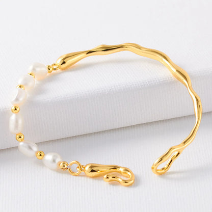 Elegant Irregular Freshwater Pearl Brass 18K Gold Plated In Bulk