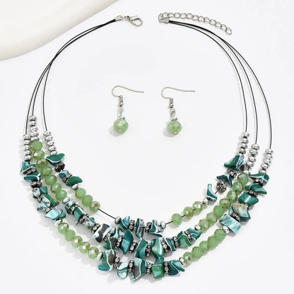 Elegant Irregular Stainless Steel Plastic Crystal Wholesale Earrings Necklace