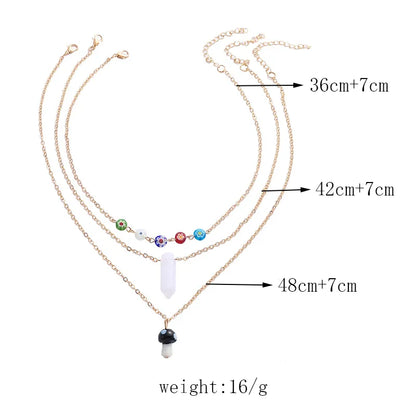 Elegant Lady Bohemian Geometric Mushroom Alloy Glass Plating Women'S Three Layer Necklace