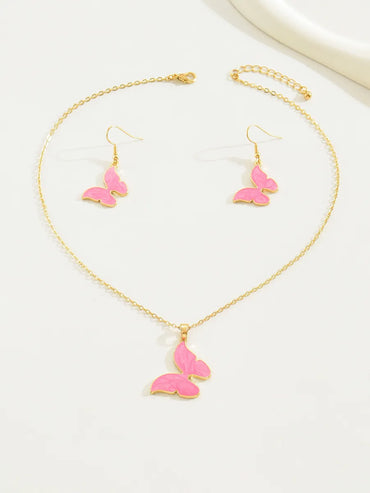 Elegant Lady Butterfly Alloy Women's Earrings Necklace