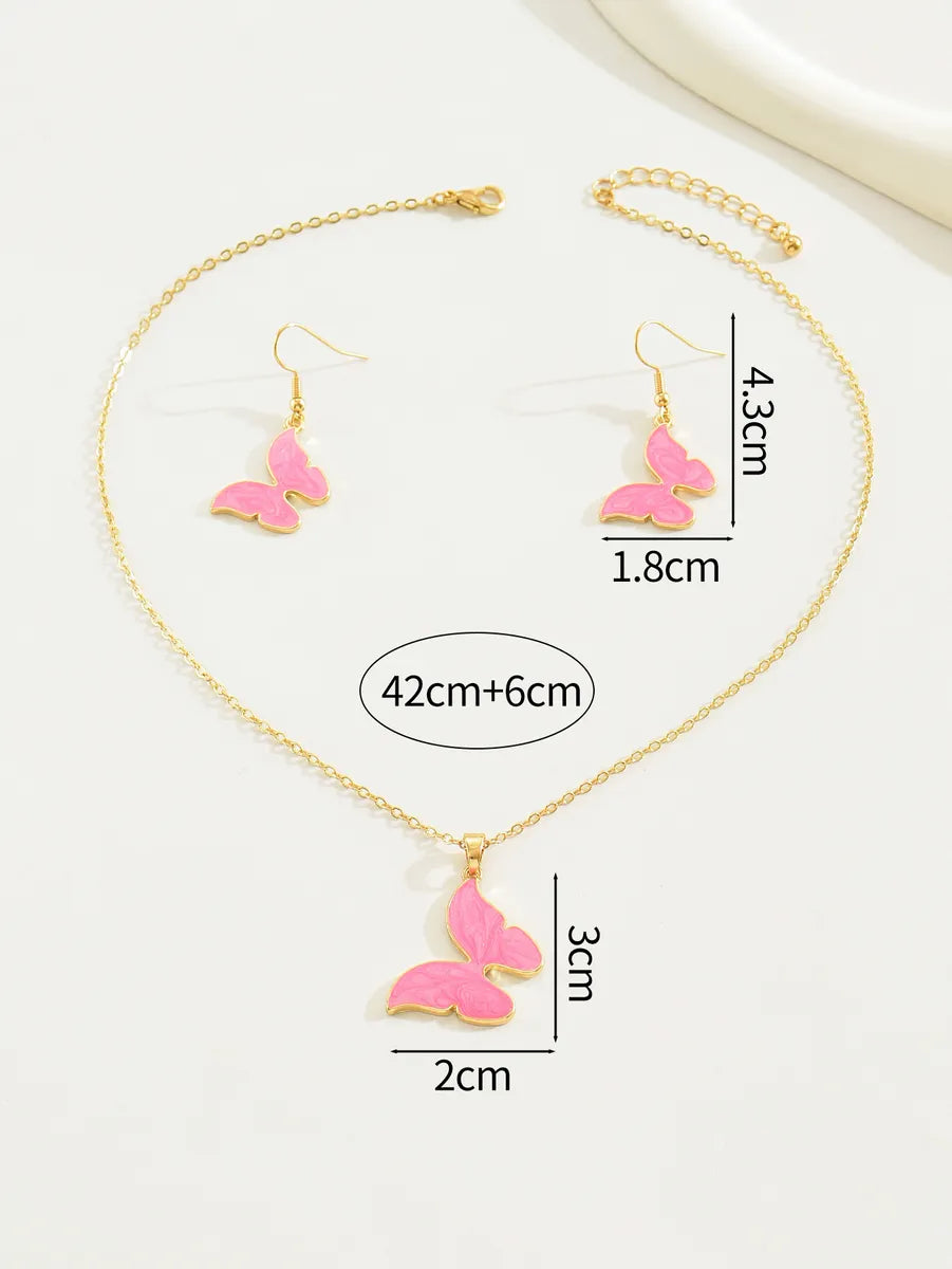 Elegant Lady Butterfly Alloy Women's Earrings Necklace