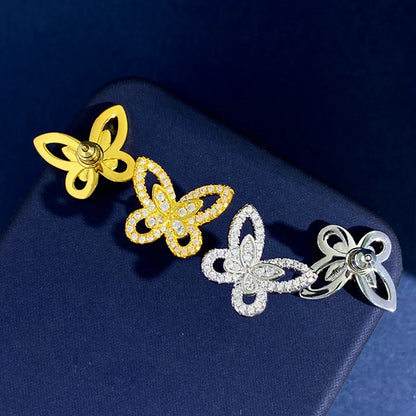 Elegant Lady Butterfly Copper Inlay Zircon Bracelets Earrings Necklace