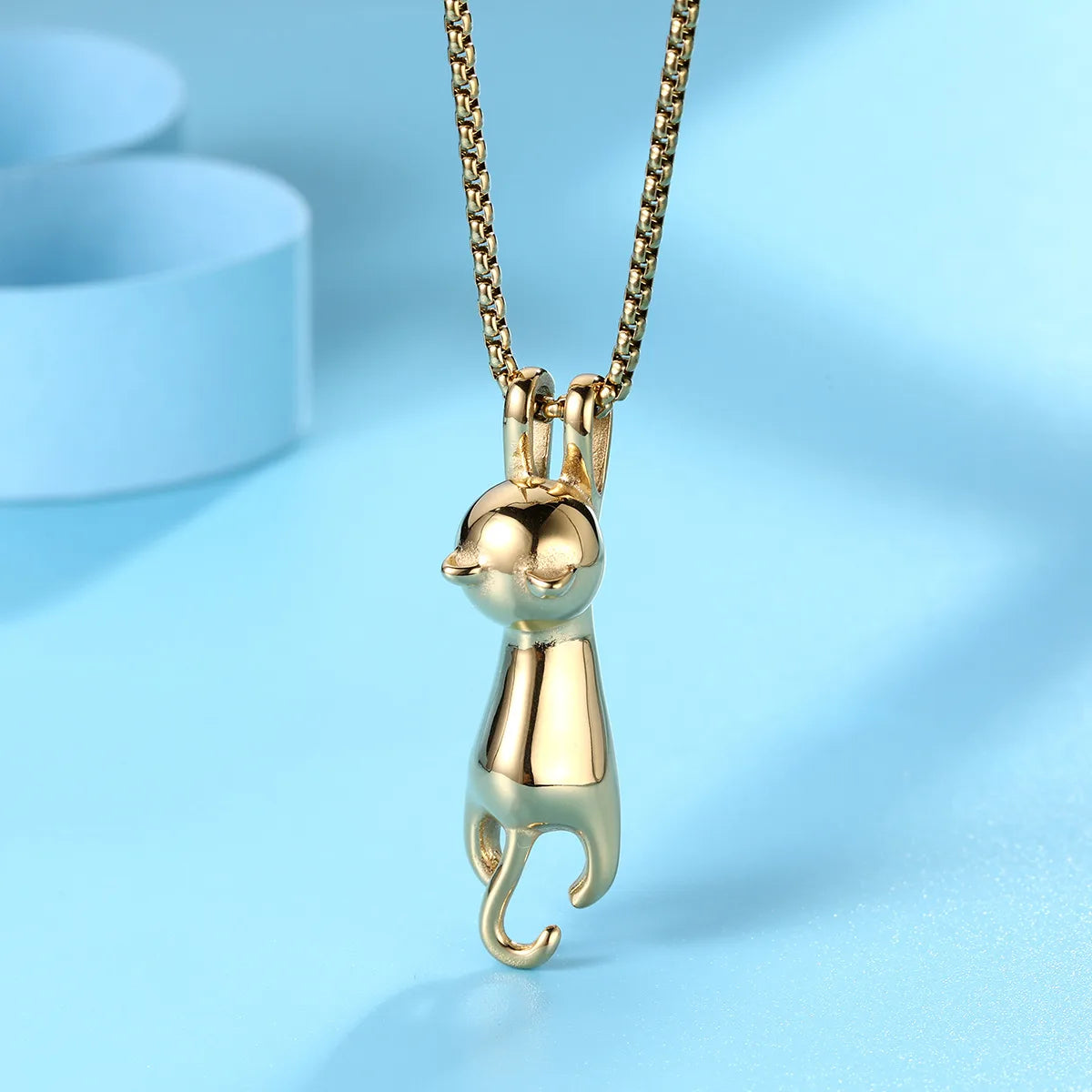 Elegant Lady Cat Titanium Steel Pendant Necklace