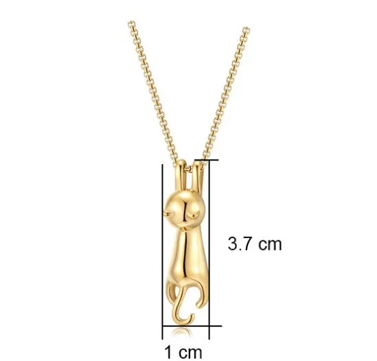 Elegant Lady Cat Titanium Steel Pendant Necklace