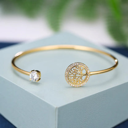 Elegant Lady Classic Style Round Alloy Iron Inlay Rhinestones Rose Gold Plated Gold Plated Silver Plated Women's Bangle